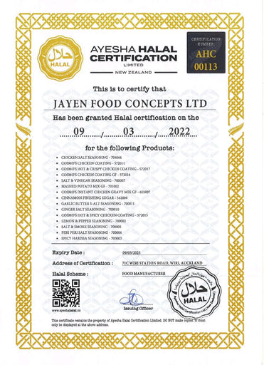 Halal Certified by Ayesha Halal Certification