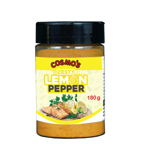 Cosmo's Zesty Lemon Pepper Seasoning Retail Shaker 180gm